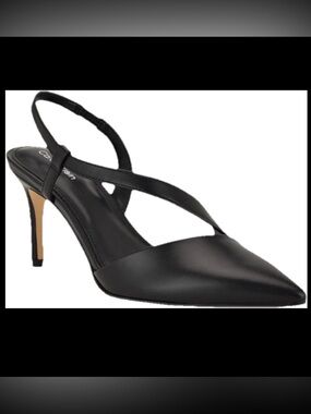 Calvin Klein Black Pointed-Toe Slingback Heel minimalist 90s Carolyn Bessette 8M